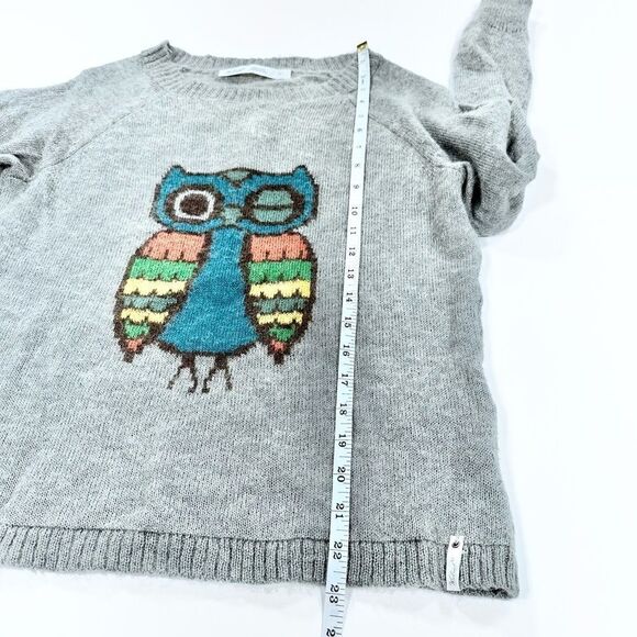 Woolrich winking owl print frost grey wool crew neck sweater S - Picture 8 of 11